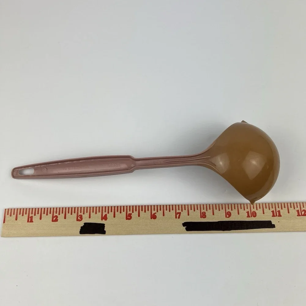 Vintage EKCO‎ USA Pink Nylon Soup Ladle Rose 1980s Utensil 11 in Double Spout